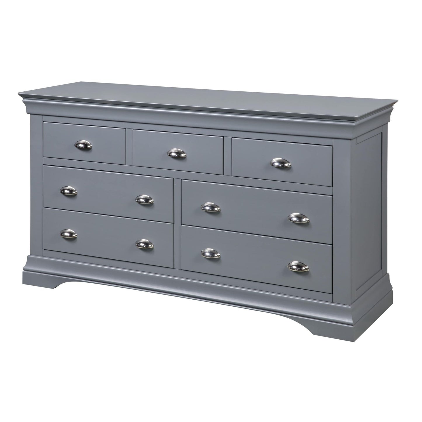 Mabel Seven Drawer Wide Chest - Dark Grey