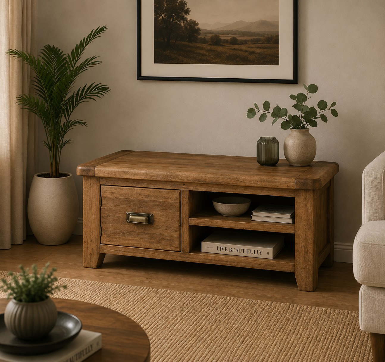 Dorset Small TV Media Unit - Smoked Oak