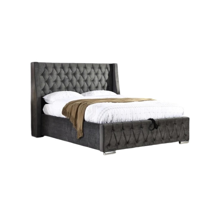 Alice Ottoman Bedframe - Dark Grey
