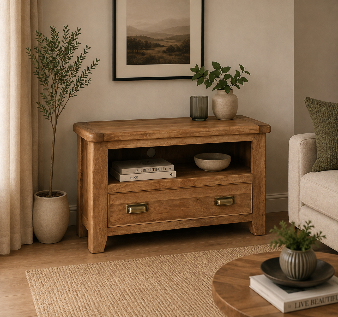 Dorset Corner TV Media Unit - Smoked Oak