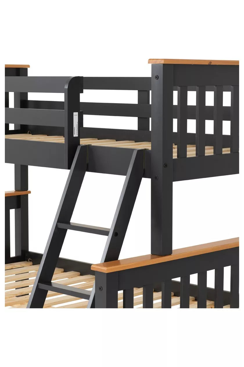 Lyon Triple Sleeper Bunk Beds - Charcoal