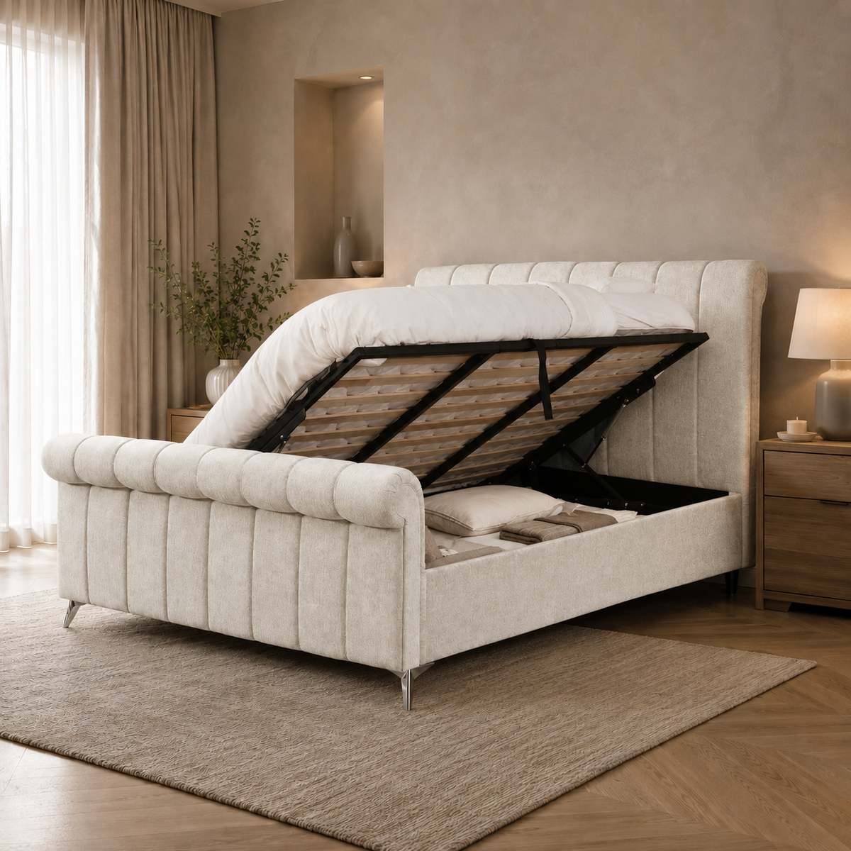 Edward Ottoman Bedframe - Beige