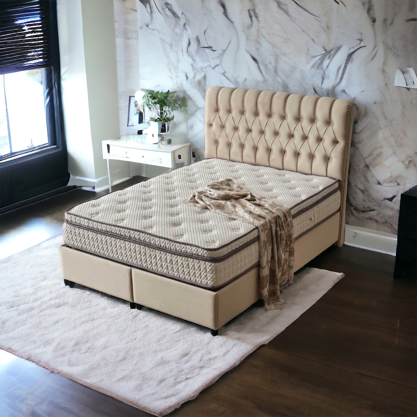 Ivory ottoman bed discount