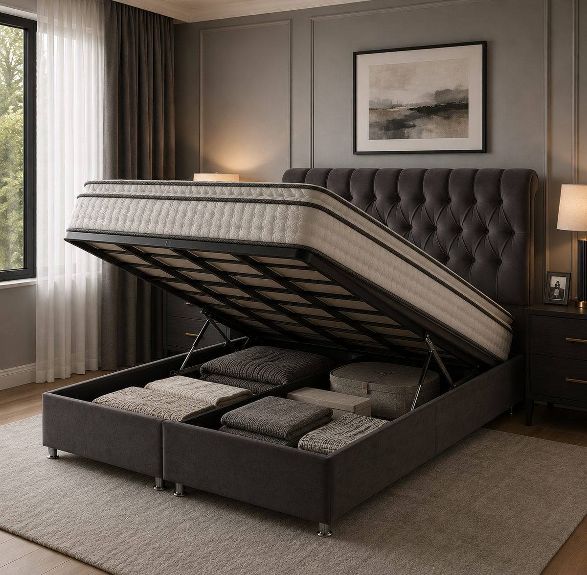 Bella Ottoman Bed Frame - Grey