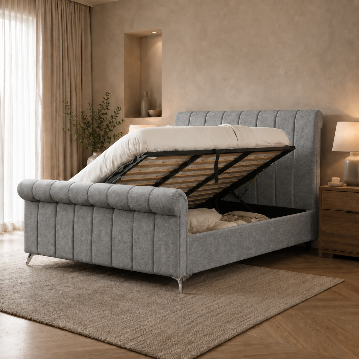 Edward Ottoman Bedframe - Grey
