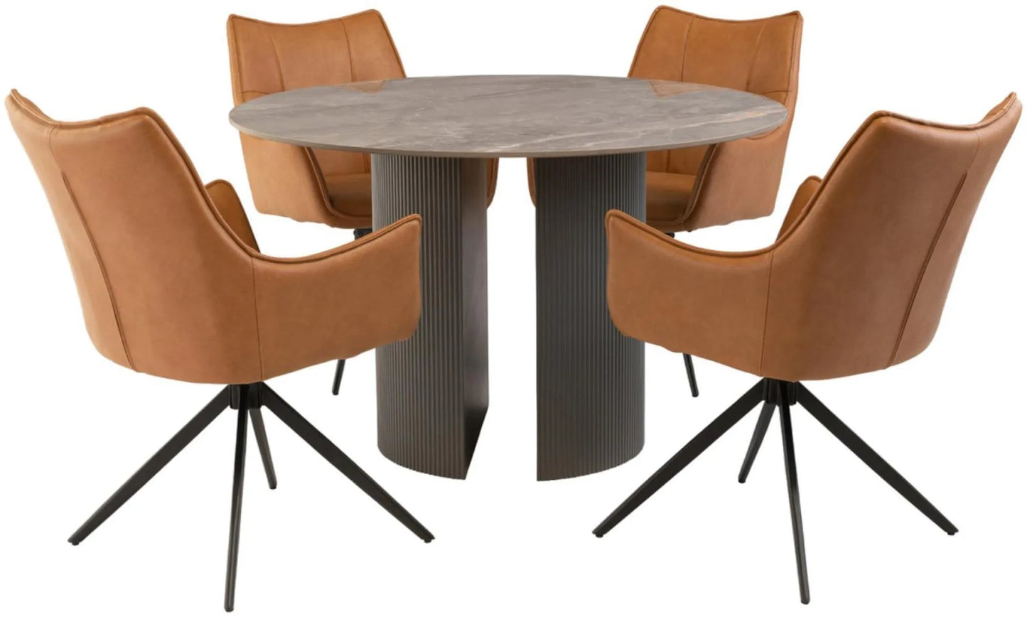 Bossini 1.2m Round Dining Set - Taupe