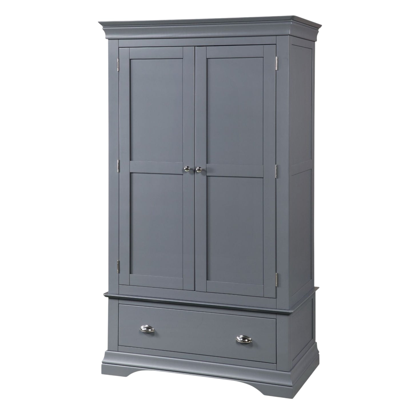 Ashton Double Wardrobe With Drawer - Dark Grey