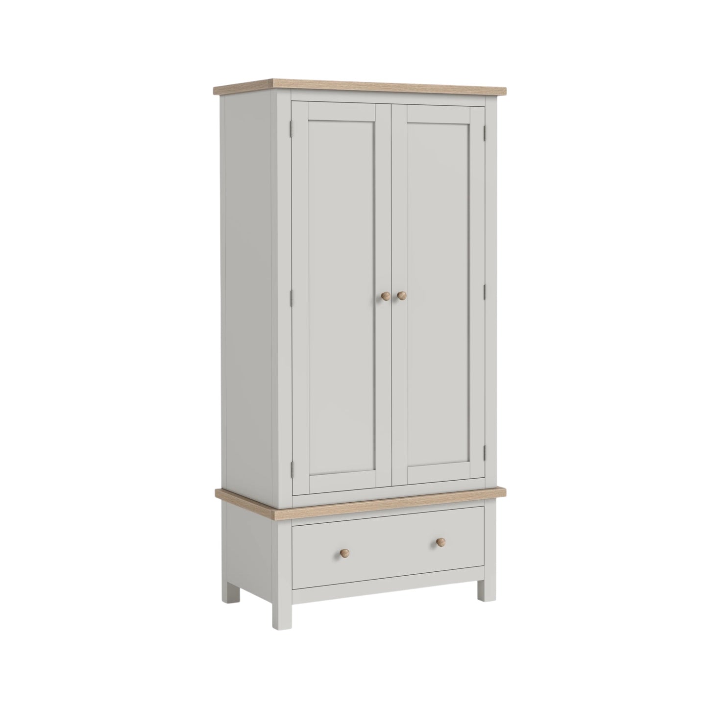 Country Oak Double Wardrobe - Grey & Oak
