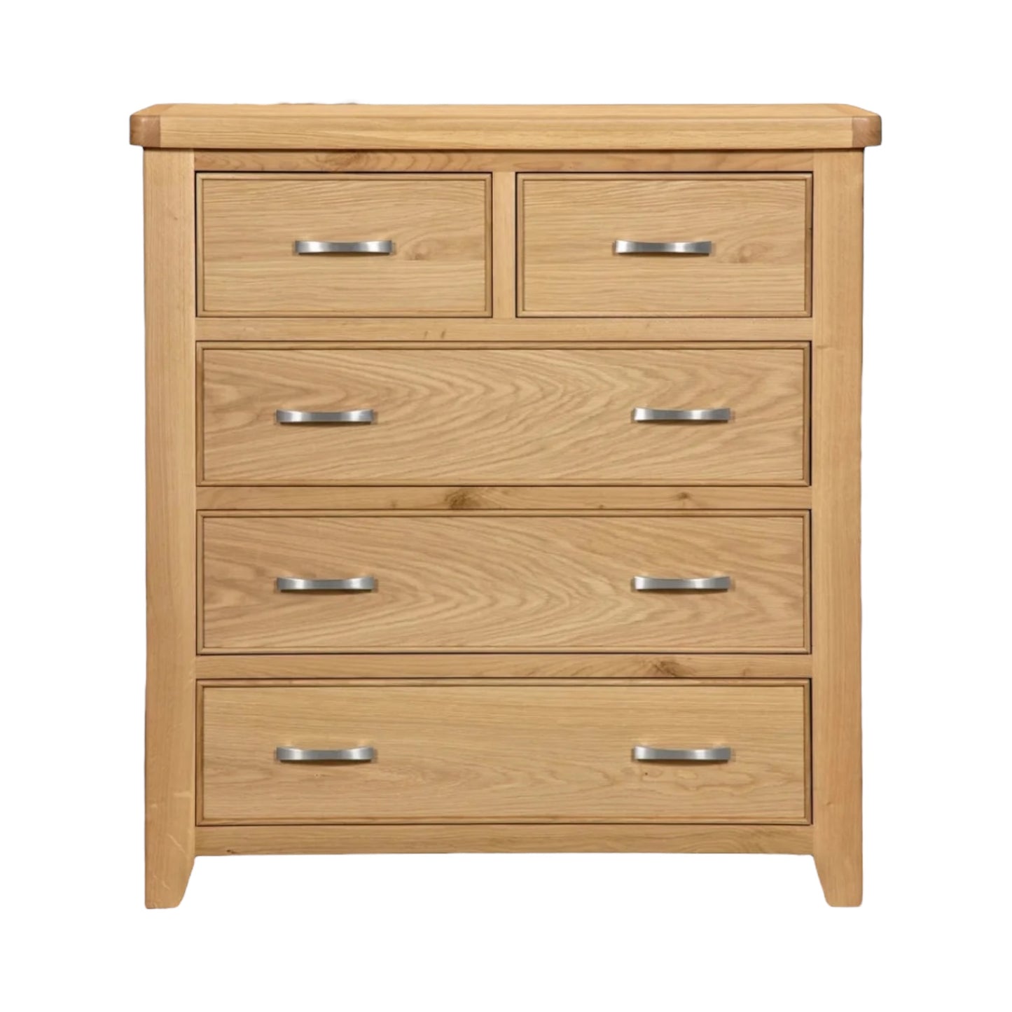 Modern Chunky Oak Five Drawer Chest