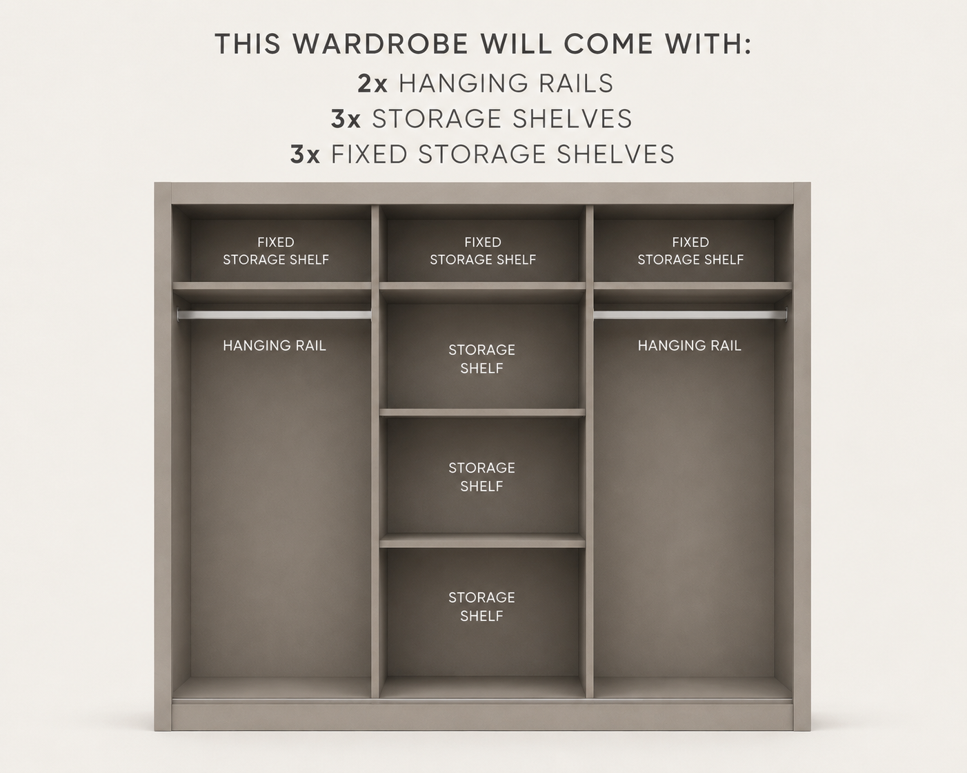 Dana 2.5m Sliding Wardrobe - White