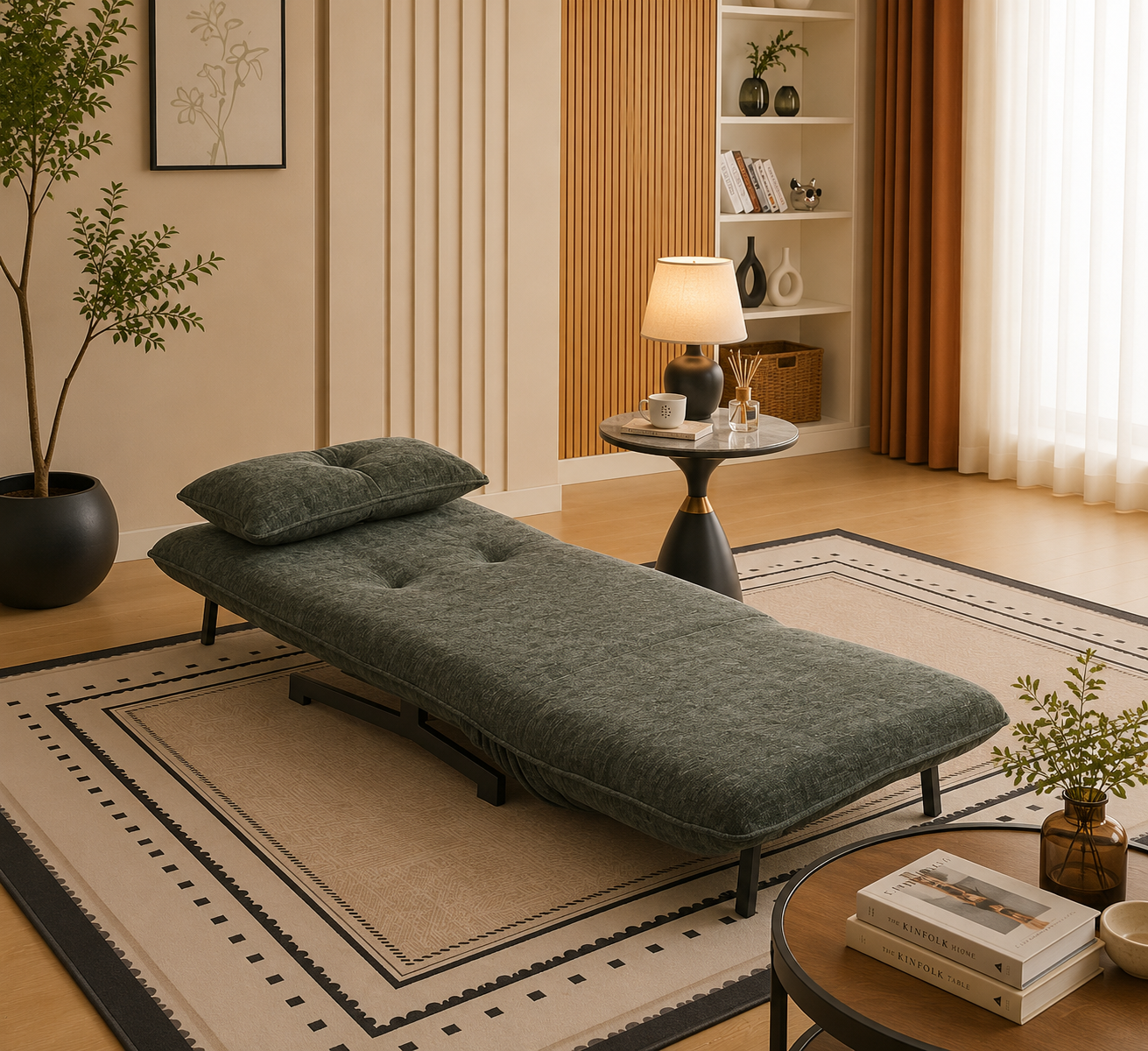 Tyler Single Sofa Bed - Moss Green