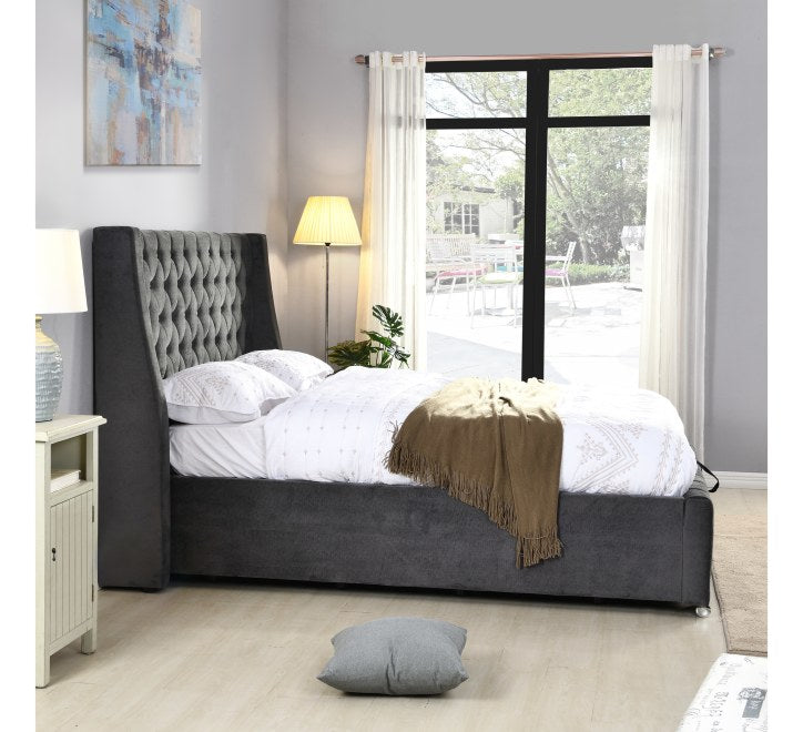 Alice Ottoman Bedframe - Dark Grey