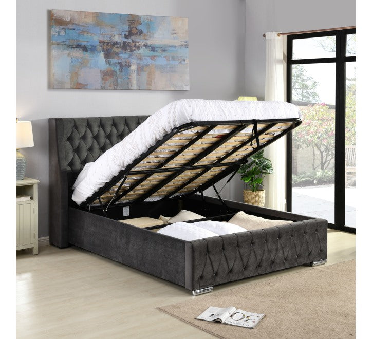 Alice Ottoman Bedframe - Dark Grey