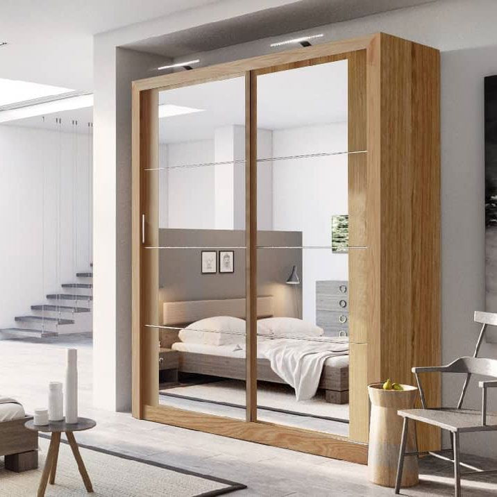Romero 1.8m Sliding Wardrobe - Oak