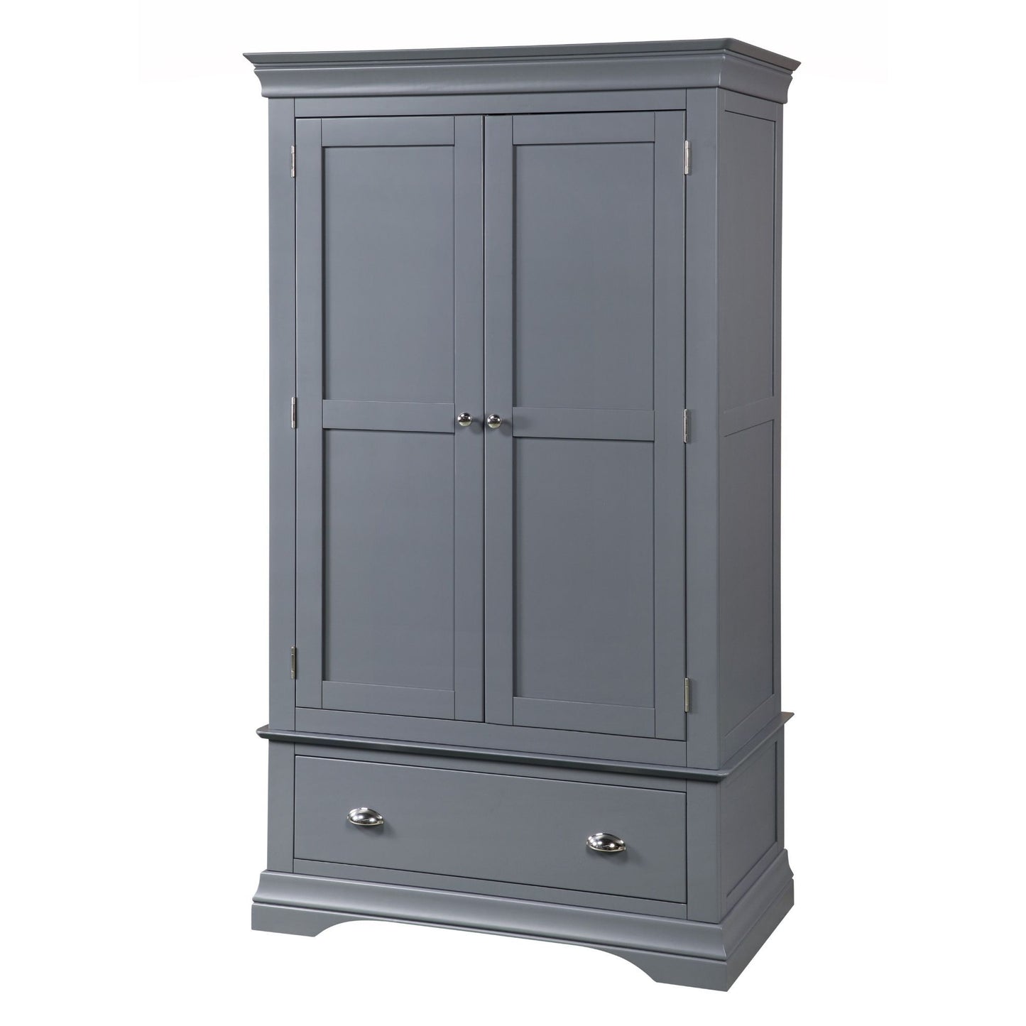 Mabel Double Wardrobe With Drawer - Dark Grey