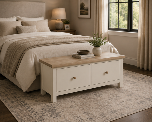 Country Oak Bed End - Coconut Milk & Oak