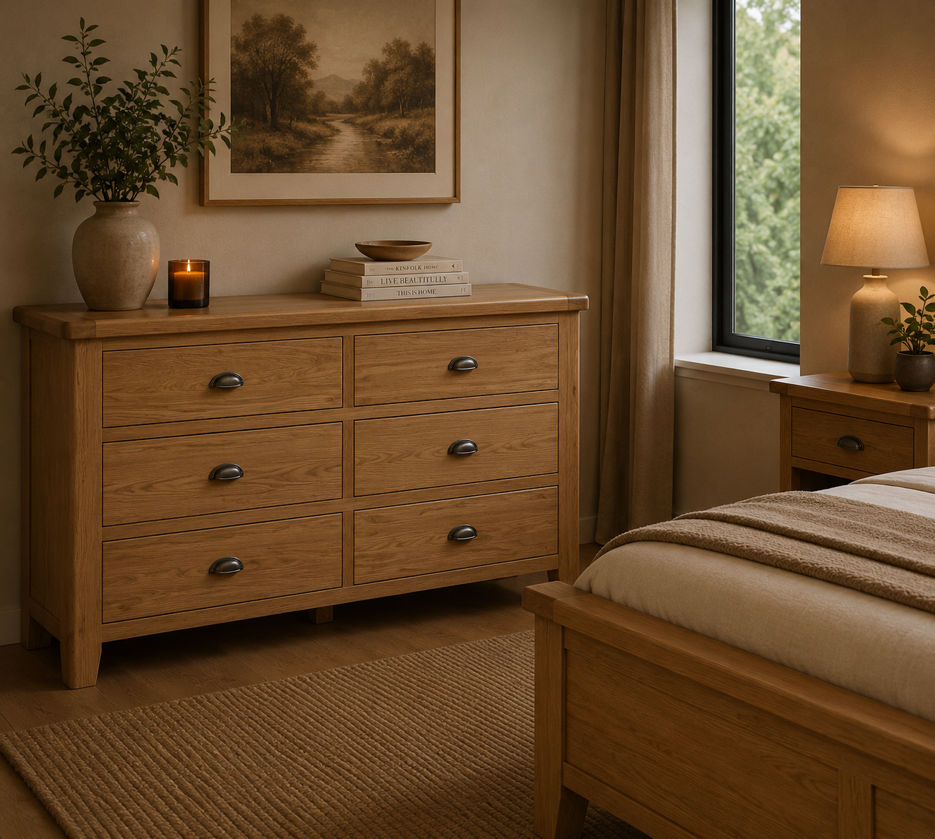 Heritage Oak Six Drawer Chest - Oak
