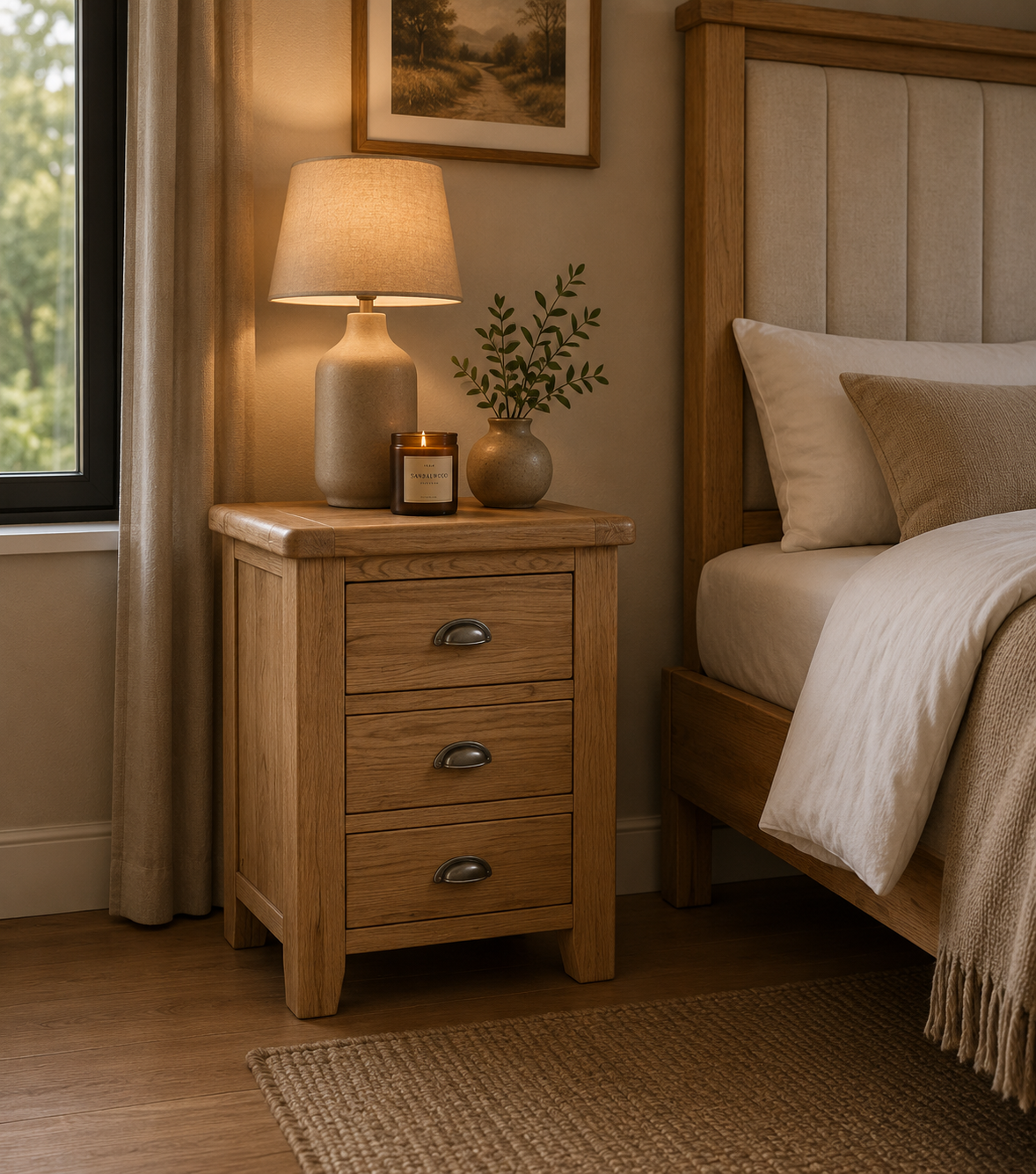 Heritage Oak Bedside Locker - Oak