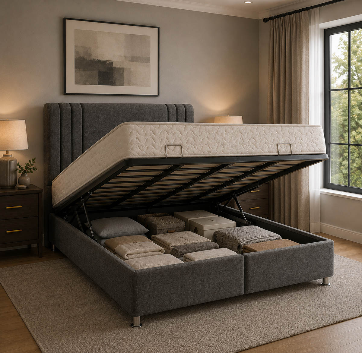 GM Oslo Ottoman Bed - Grey
