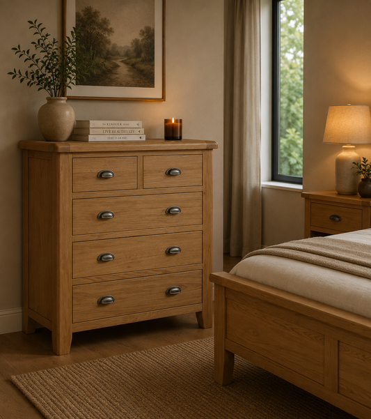 Heritage Oak Two Over Three Chest - Oak