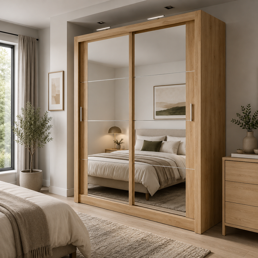 Romero 1.8m Sliding Wardrobe - Oak