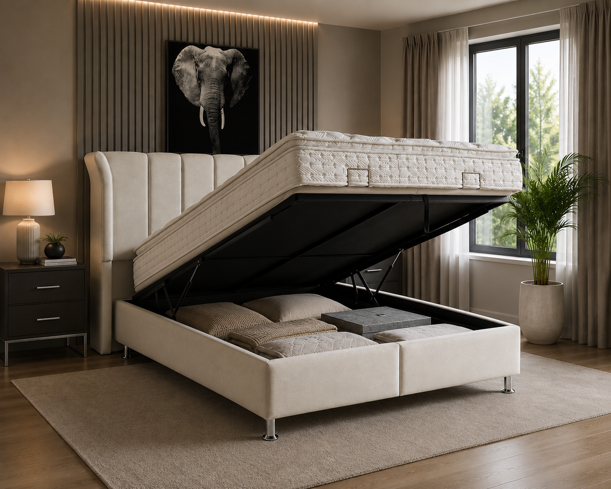 Amelia Ottoman Bed Frame - Natural Linen