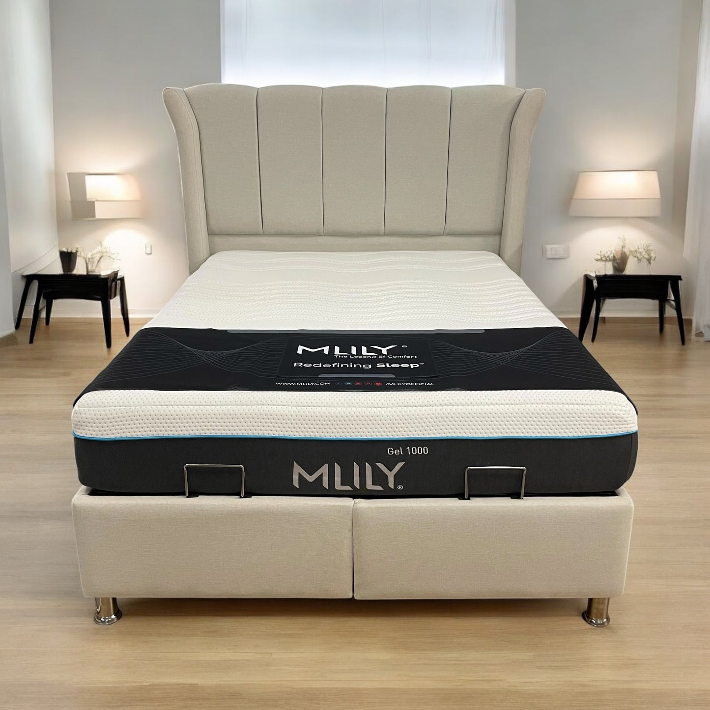Amelia Ottoman Bed Frame - Natural Linen