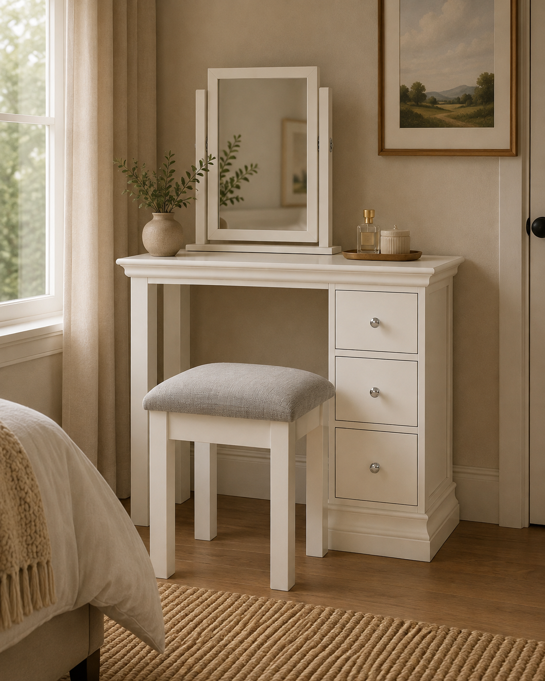 Bergen Dressing Table Set - White