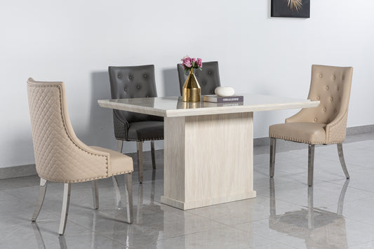 Ivy Solid Marble Dining Set / Ivy Dining Chairs (Size & Colour Options)