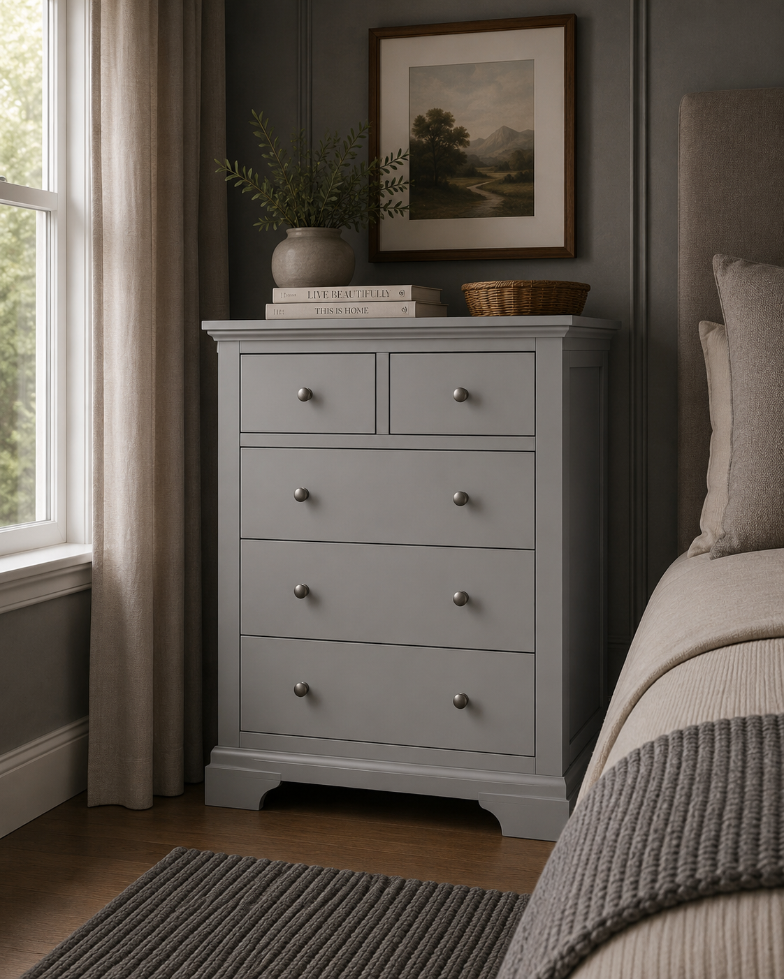 Bergen Two Over Three Chest - Pebble Grey
