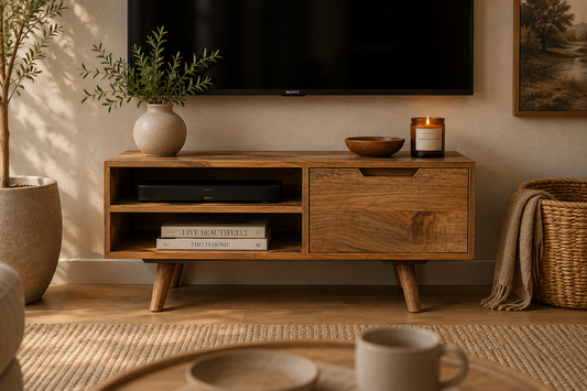 Surya Small Media Unit - Mango Wood