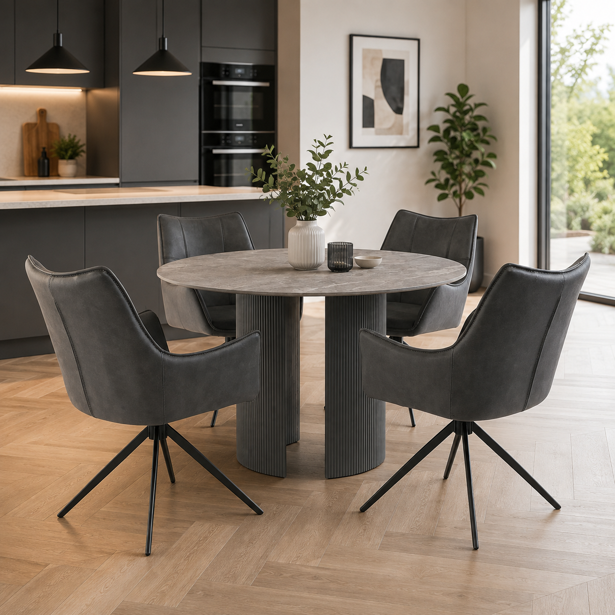 Bossini 1.2m Round Dining Set - Taupe