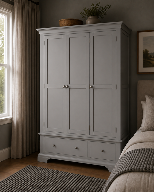 Bergen Triple Wardrobe - Pebble Grey