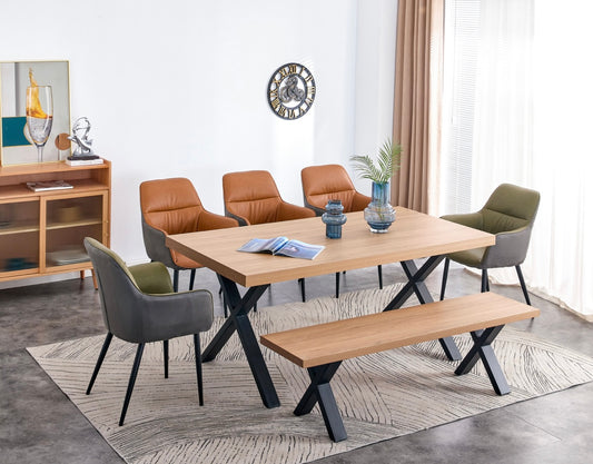 Oxford 1.8m Dining Set - Oak / Coastal Dining Chairs