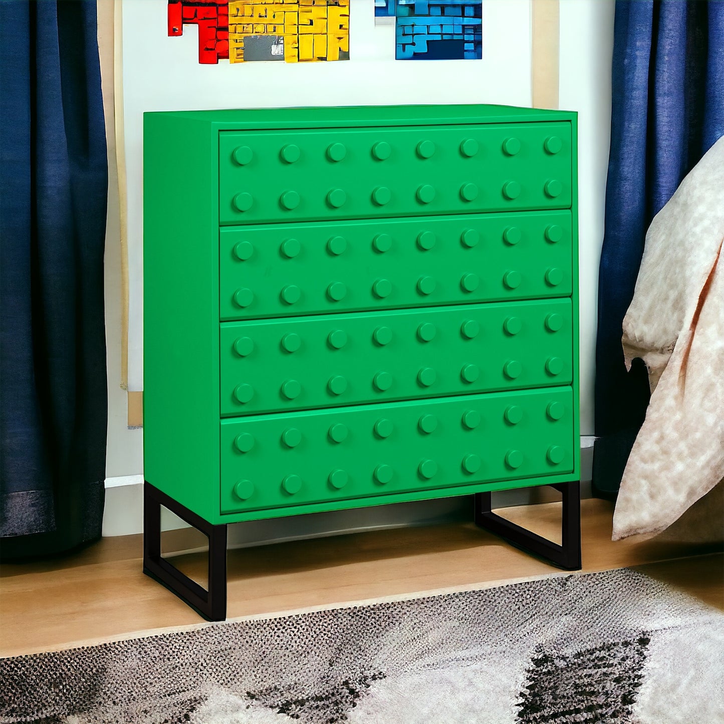 Blox Four Drawer Chest - Green