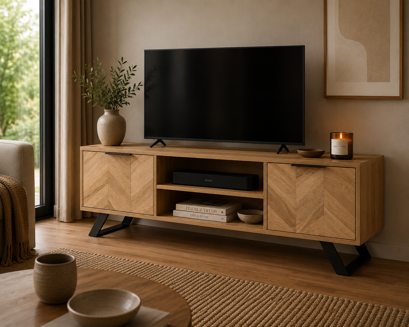 Argo Large Media Unit - Oak