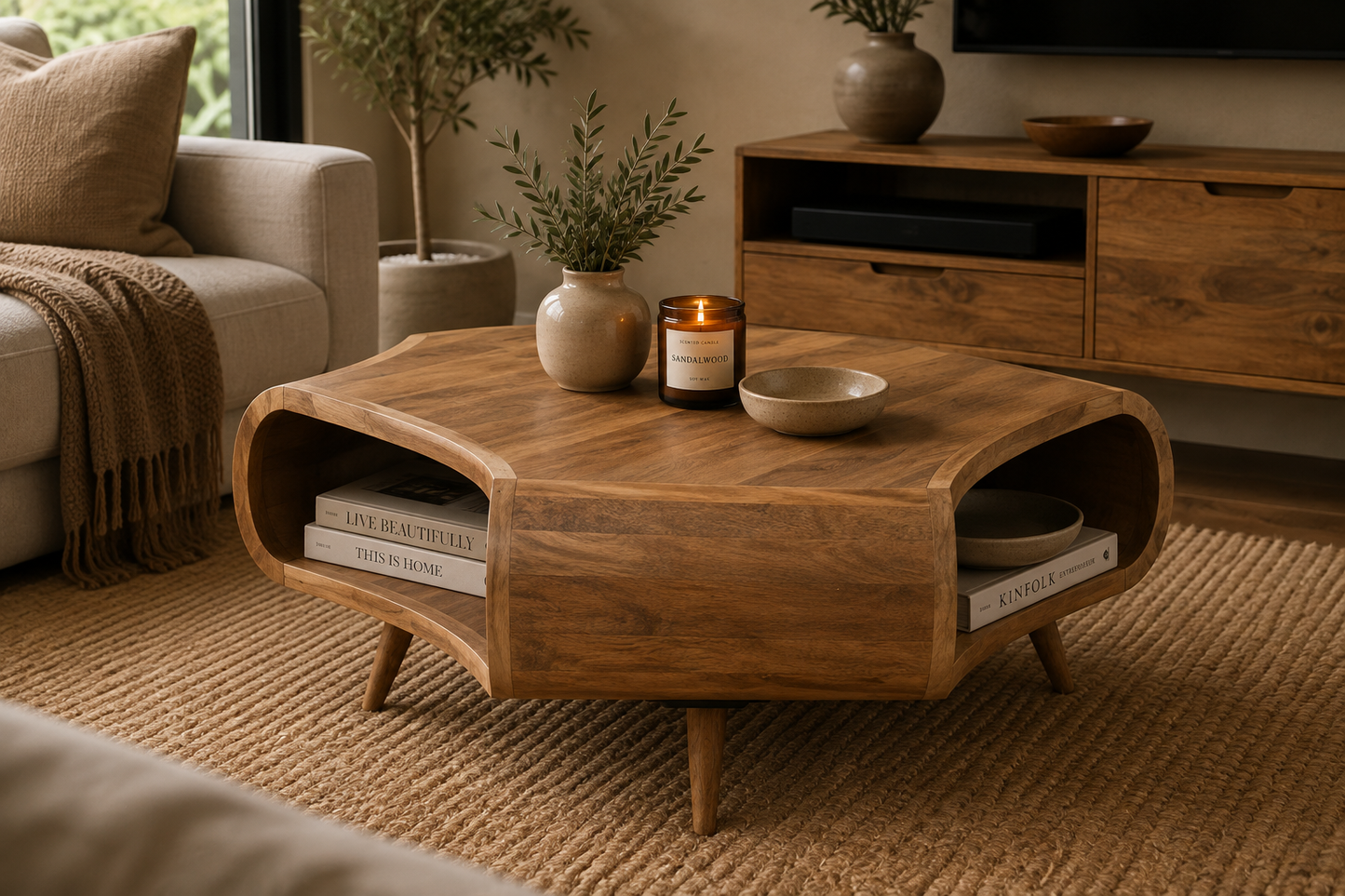 Surya Large Coffee Table - Mango Wood