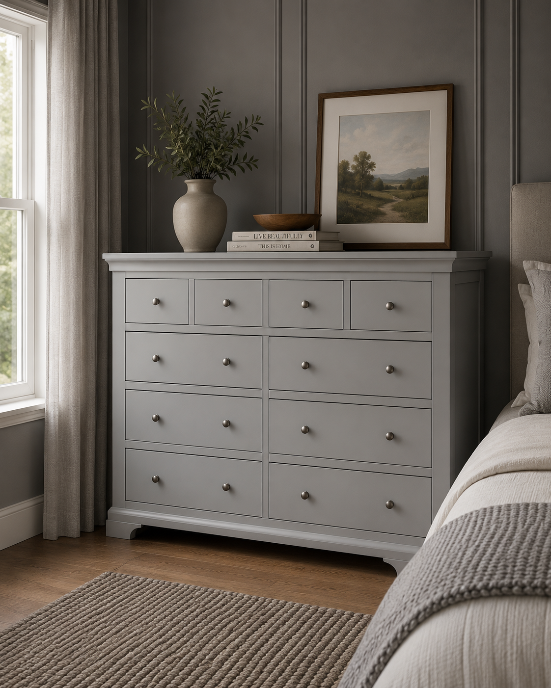 Bergen Four Over Six Chest - Pebble Grey