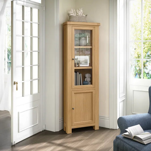 Toronto Corner Display Cabinet - Oak