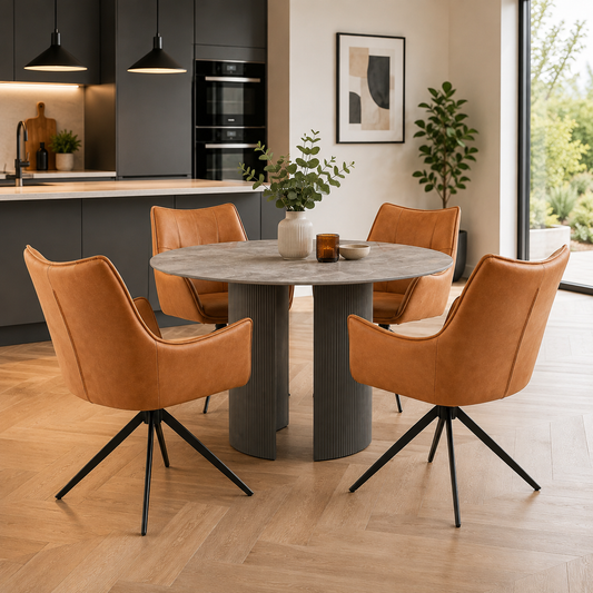 Bossini 1.2m Round Dining Set - Taupe