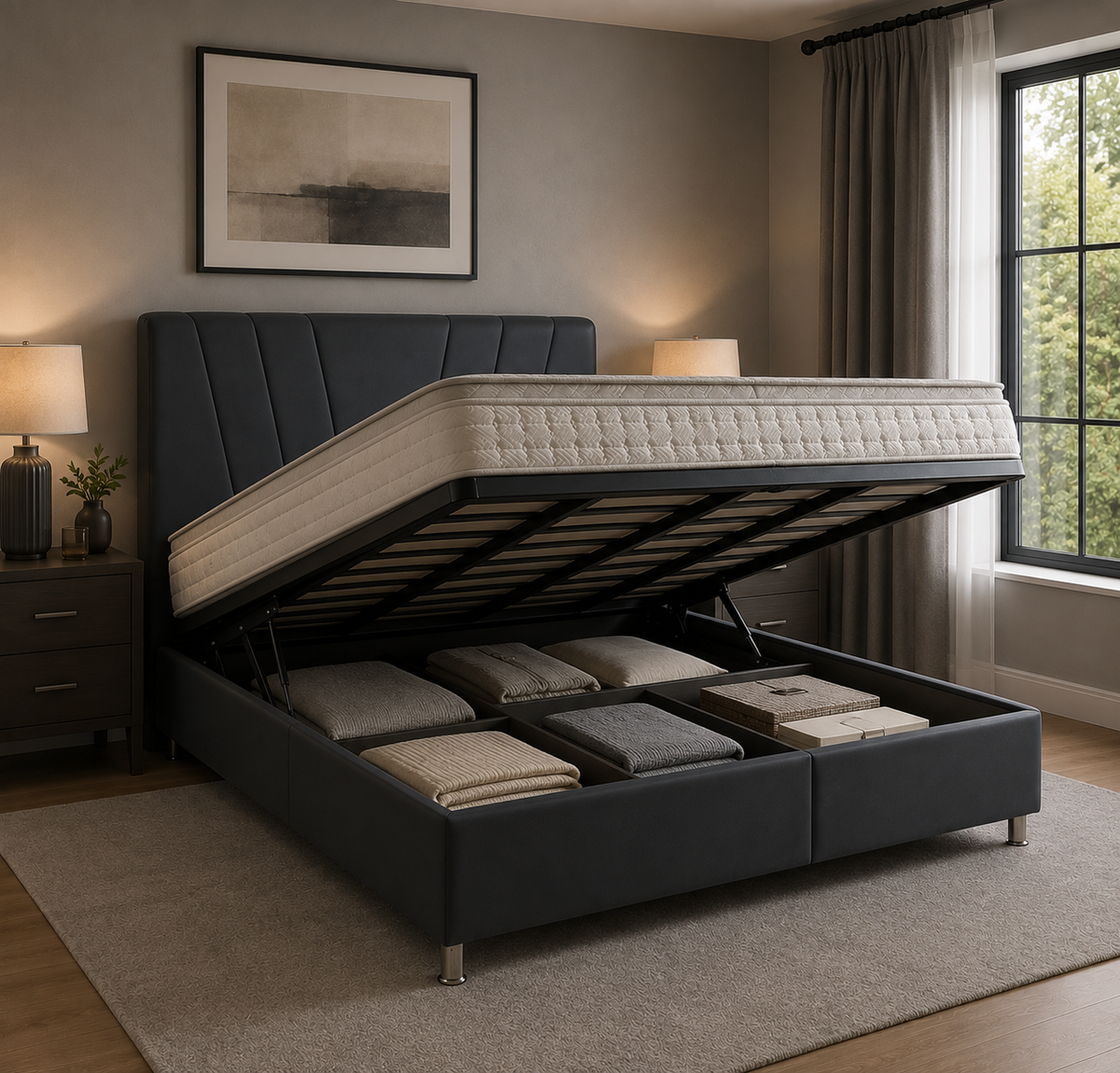 Ibiza Ottoman Bed - Steel Grey