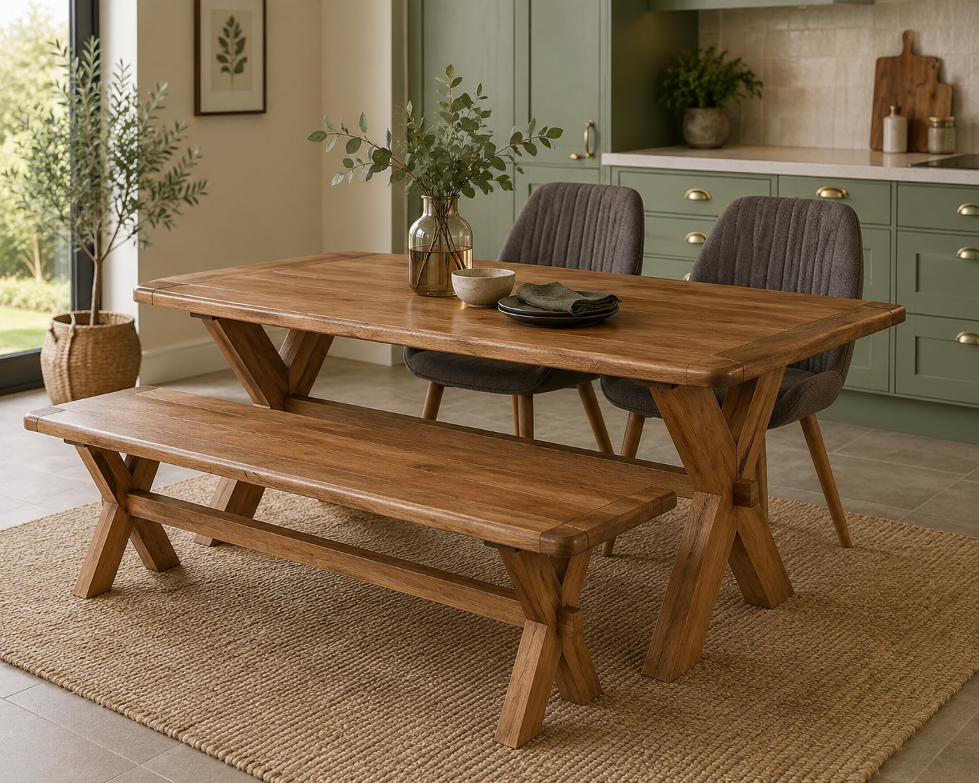 Dorset 1.75m Dining Set - Smoked Oak