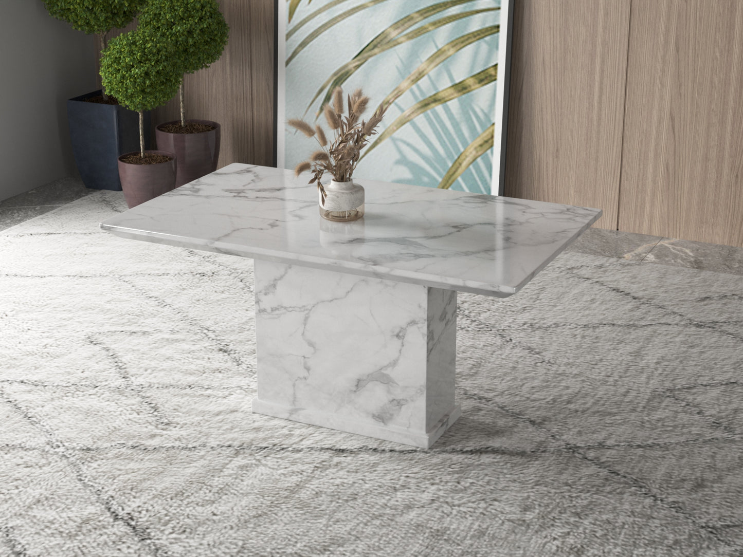 Ivy Marble Dining Table - Grey / White