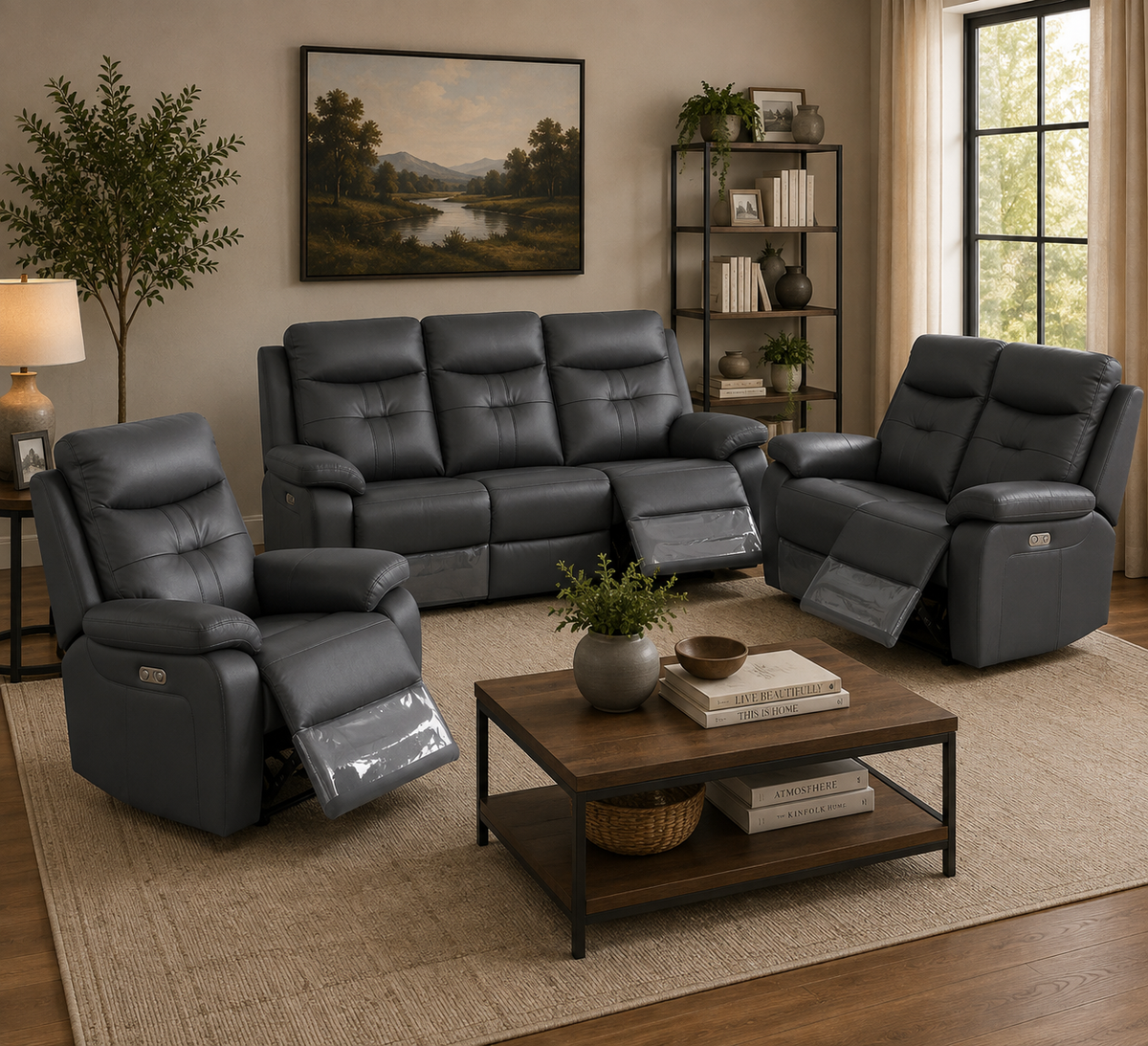 Lorenzo Sofa Sets - Charcoal