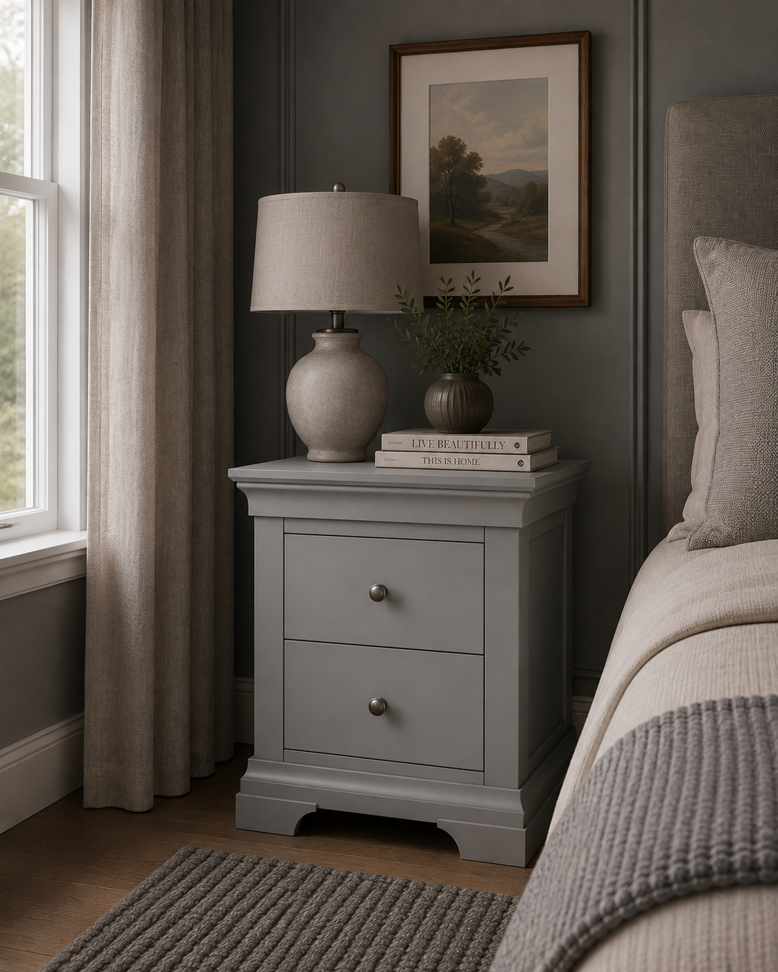 Bergen Bedside Locker - Pebble Grey