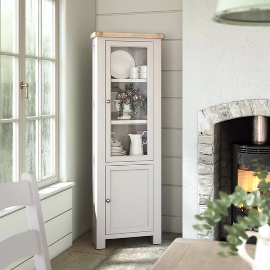 Toronto Corner Display Cabinet - Grey & Oak