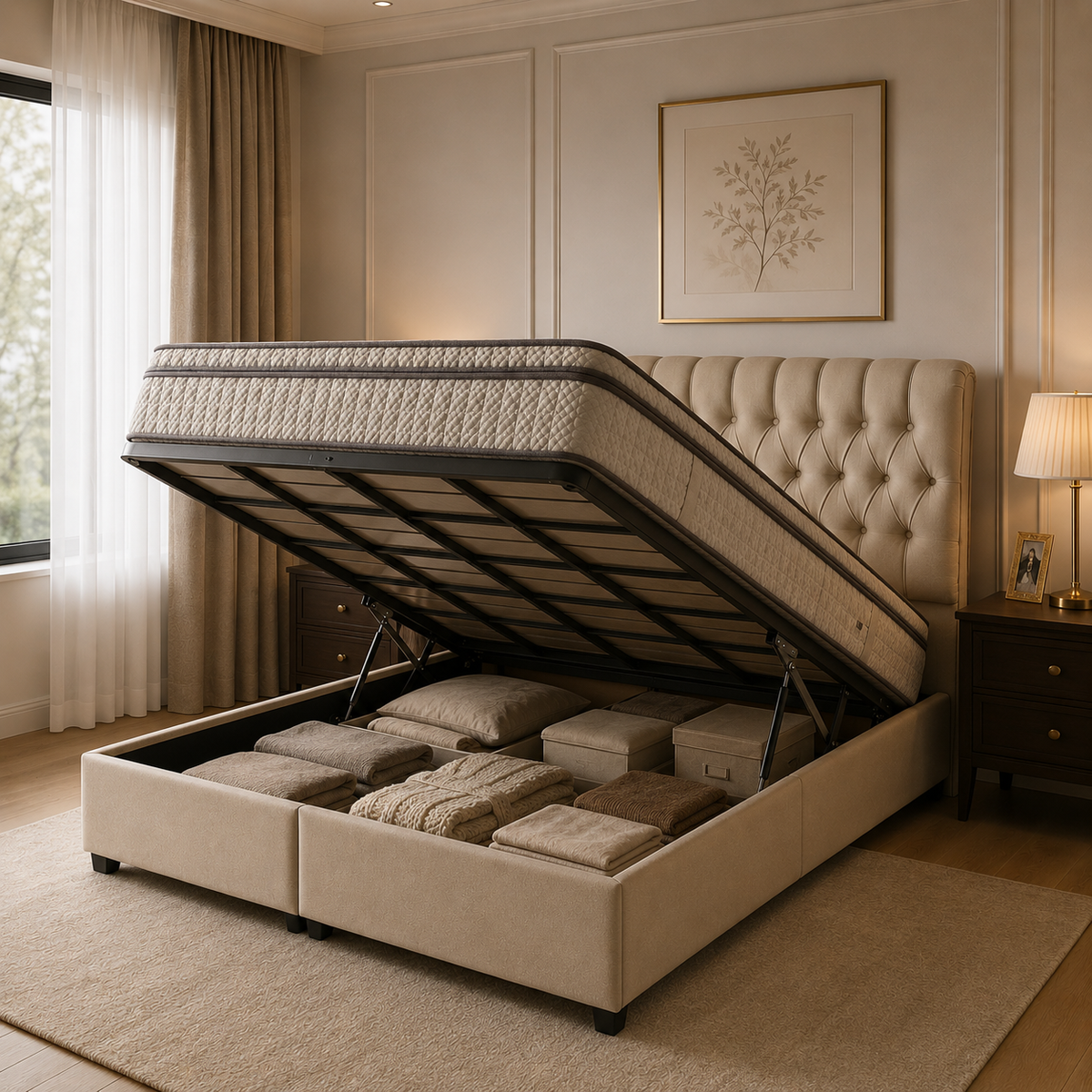 Bella Ottoman Bed Frame - Cream