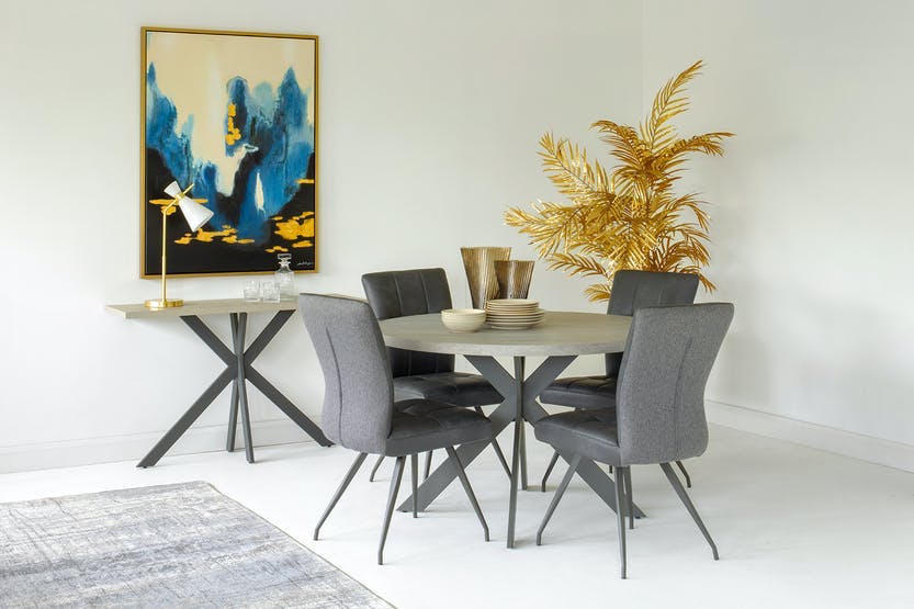 Amalfi 1.2m Round Dining Set - Light Grey / Kabana Dining Chairs