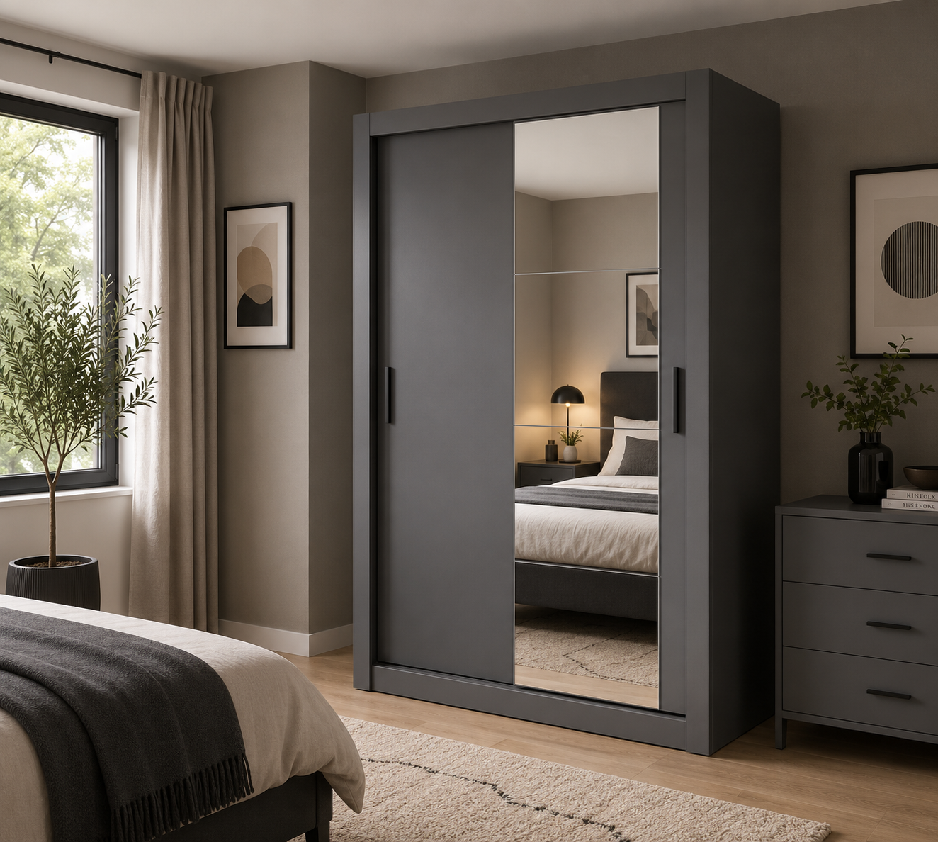 Copenhagen 1.5m Sliding Wardrobe - Grey
