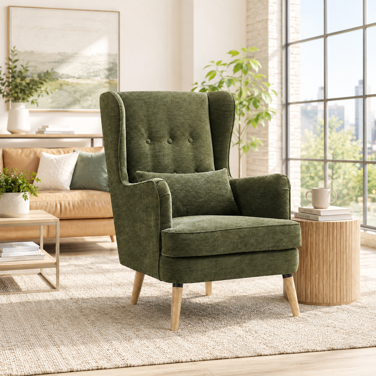 Logan Arm Chair - Moss Green